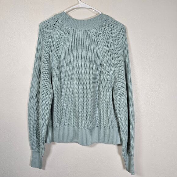 A New Day Cardigan Sweater Women's M Turquoise Ribbed V Neck Preppy Casual Gorp - Picture 2 of 6